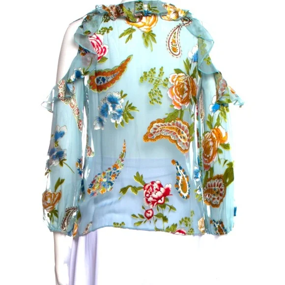 Alice + Olivia semi- sheer print blouse - PS - Picture 3 of 3